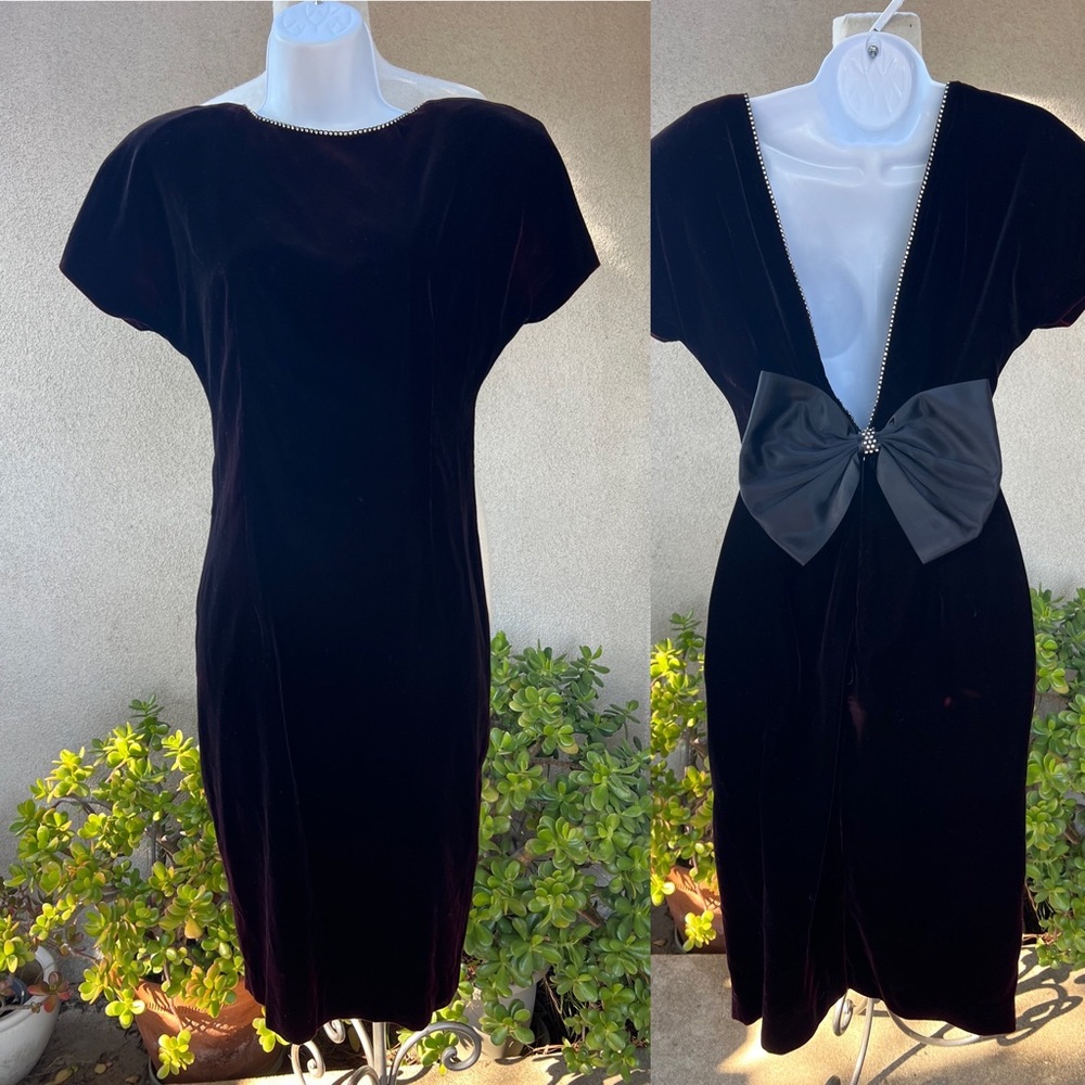 Price Firm 80s mini velvet cocktail dress bow rhinestone 4 Nights Chelsea Reed